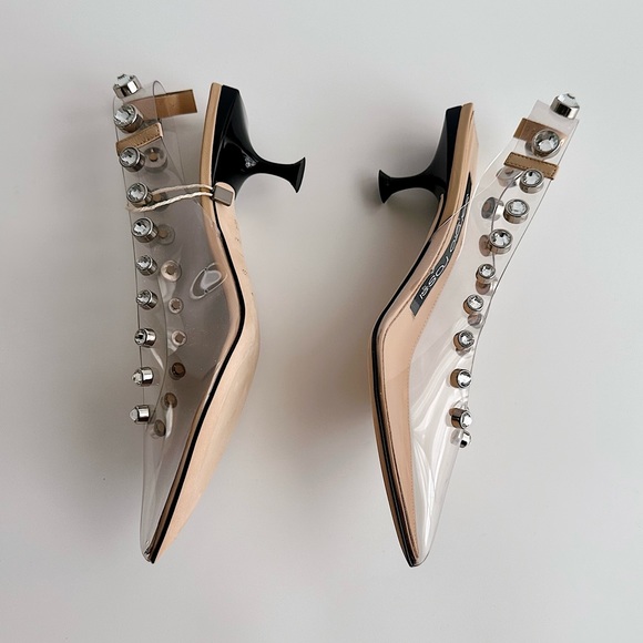 ✨New SERGIO ROSSI Crystal Clear PVC Transparent Slingback Kitten Pumps Size 36.5 - Picture 6 of 12